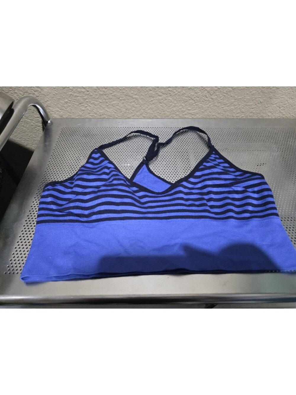 Felina Lingerie Blue Striped Racerback Sports Bra Women's Size XL